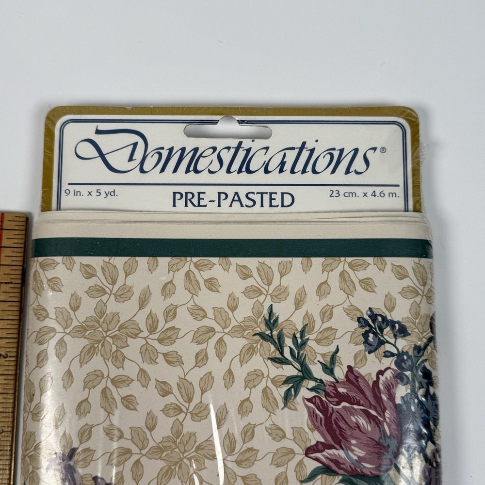 Domestications Wallpaper Border 9 Inch 5 Yards Pre-Pasted Heirloom Floral Flower - Picture 4 of 6